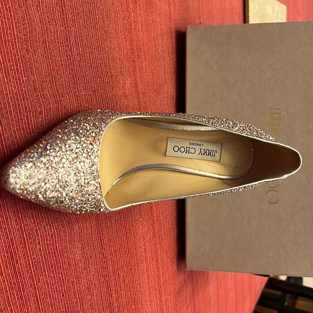 39.5 silver Jimmy Choos with box & dust bag